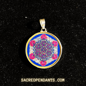 Fruit of Life Sacred Geometry Pendant – Sterling Silver Gemstone Necklace Representing Universal Connection.