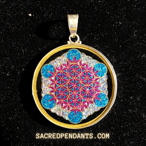 Fruit of Life Sacred Geometry Pendant – Sterling Silver Gemstone Necklace Representing Universal Connection.