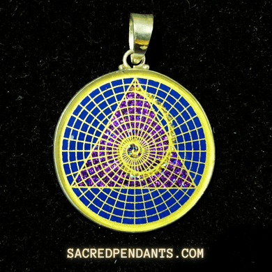 Golden Mean Spiral Sacred Geometry Sterling Silver Pendant with Gemstones for Balance