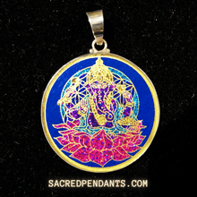 Load image into Gallery viewer, Lotus Ganesha -Sacred Geometry Gemstone Pendant