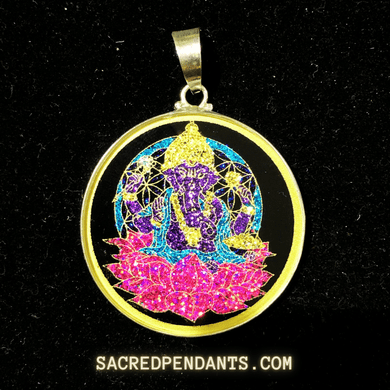 Lotus Ganesha -Sacred Geometry Gemstone Pendant