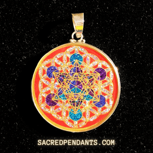 Metatron's Cube in Flower of Life -Sacred Geometry Gemstone Pendant