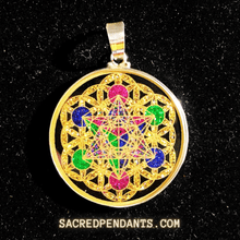 Load image into Gallery viewer, Metatron&#39;s Cube in Flower of Life -Sacred Geometry Gemstone Pendant