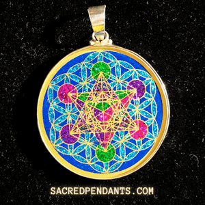 Metatron's Cube in Flower of Life -Sacred Geometry Gemstone Pendant