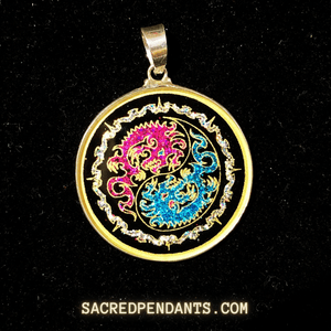 Yin Yang Double Dragon - Sacred Geometry Gemstone Pendant