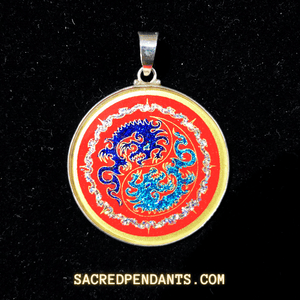 Yin Yang Double Dragon - Sacred Geometry Gemstone Pendant